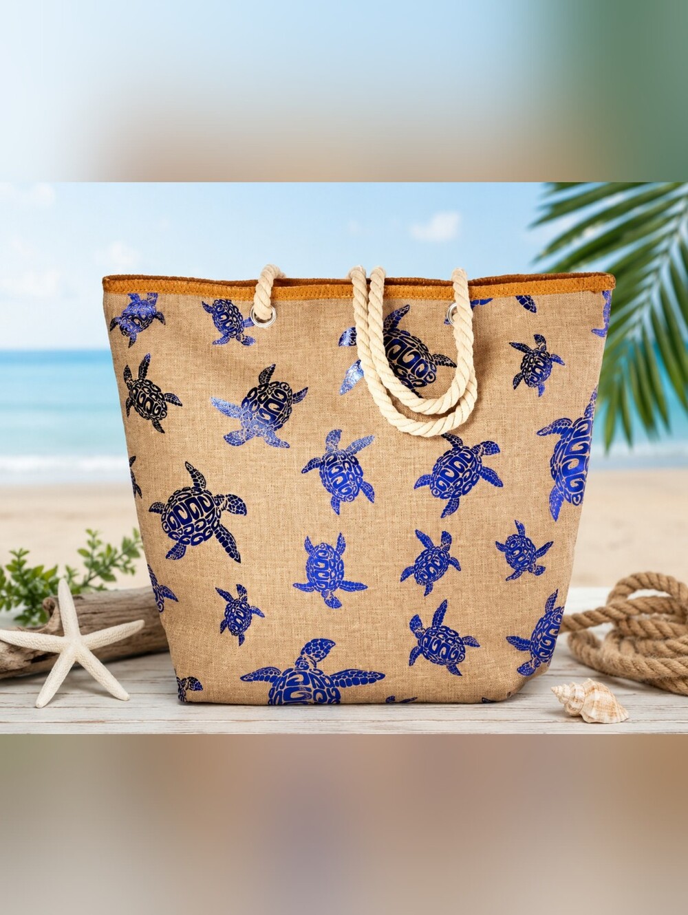 🌊 Metallic Sea Turtle Beach Tote Bag – NWT 🐢